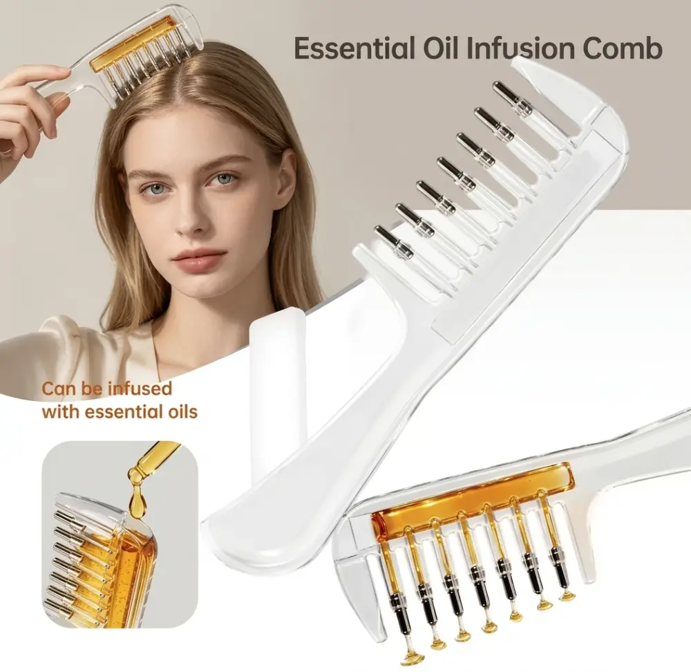 Transparent Refillable Essential Oil Hair Comb Scalp Care Applicator